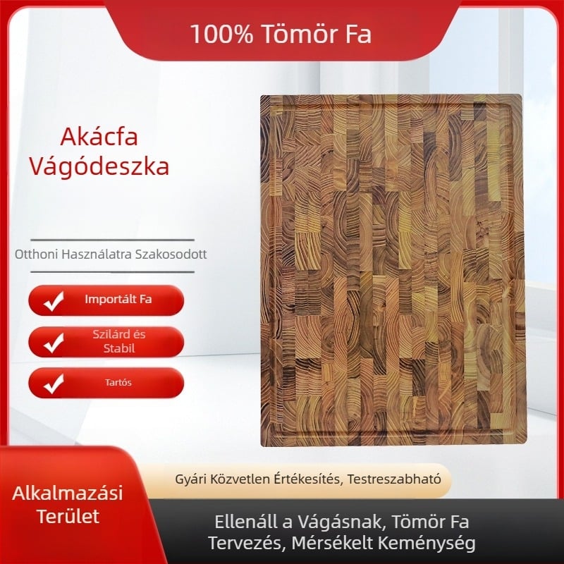 Gyári nagykereskedelmi túlméretezett vastag teakfa vágódeszka lefolyóval ellátott konyhai vágódeszkával