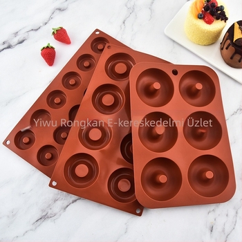 Szilikon fánkforma, csokoládés sütik, puding mousse sütőeszközök, 6 egyenletes, 8 egyenletes, 18 egyenletes tortaforma