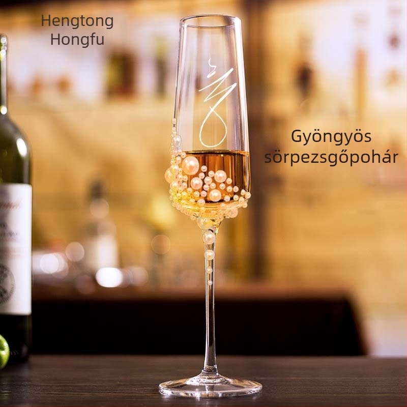 Határokon átnyúló gyöngy stílusú pezsgőspohár, luxus pirítóspohár, Instagram-stílusú, értékes borospohár, háztartási koktélpohár