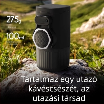 Határokon átnyúló, kézzel préselt, félautomata, pneumatikus eszpresszóporral tölthető, hordozható kávéfőző