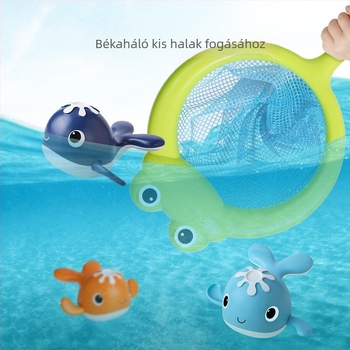 Határokon átnyúló baba felhúzható vízibálna felhúzható úszóbálna fürdőszobai mágneses horgászkészlet fürdővízi játék