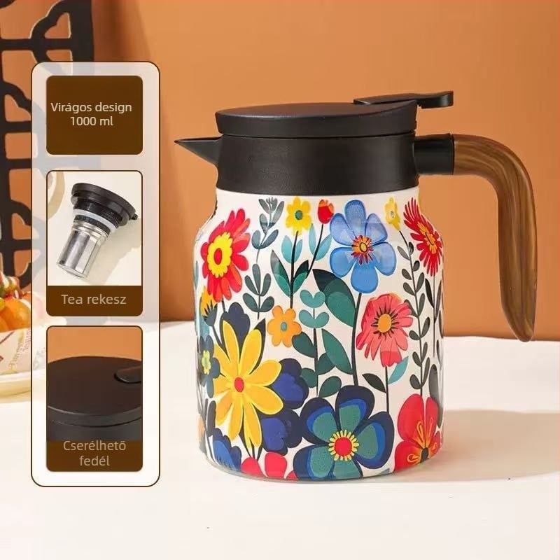 Párolt teáskanna háztartási 316 rozsdamentes acél hőtartó edény nagy kapacitású kávéfőző tea vízelválasztó teáskanna hordozható vízforraló