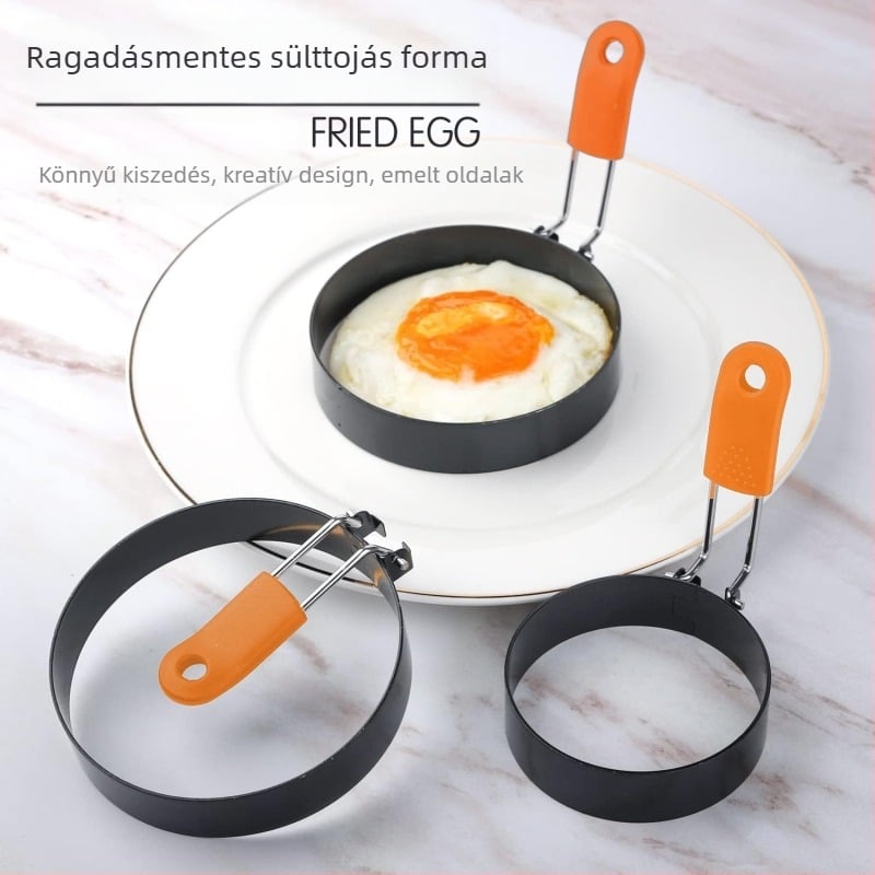 raktáron rozsdamentes acél tojásgyűrű kerek tapadásmentes tojásos omlett nem forró omlettforma-készlet tapadásmentes konyhai eszközök
