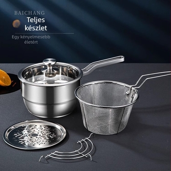 304 rozsdamentes acél fritőz, háztartási, kis sült nyársak, szűrővel ellátott, indukciós tűzhely, mini üzemanyag-takarékos, mély edény, új, nagykereskedelem