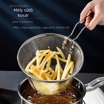 304 rozsdamentes acél fritőz, háztartási, kis sült nyársak, szűrővel ellátott, indukciós tűzhely, mini üzemanyag-takarékos, mély edény, új, nagykereskedelem