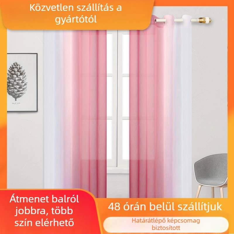 Határokon átnyúló tavaszi színátmenetes gézfüggöny balra és jobbra színátmenetes elegáns átlátszó függöny hálószoba nappali erkélyfüggöny