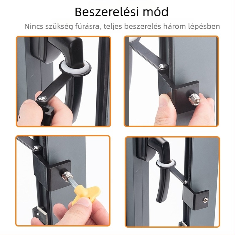 Ablakzár gyerekzárral, leesésgátló zár, tolózár, nyitott ablak tartó, magasépítésű gyerekzár