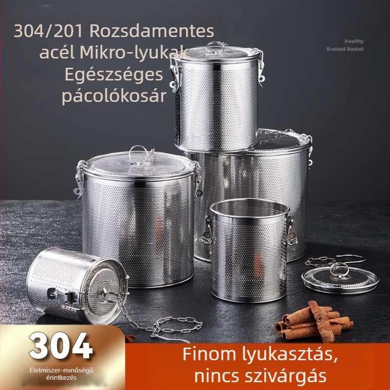 Rozsdamentes acél sós kosár sűrű hálós sós kosár lyukasztó salakosár hallé forró edény leves fűszergolyó fűszerkosár