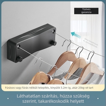 Modern egyszerű stílusú láthatatlan ruhaszárító kollégiumi lyukmentes telepítés ABS anyagból behúzható ruhaszárító kötél