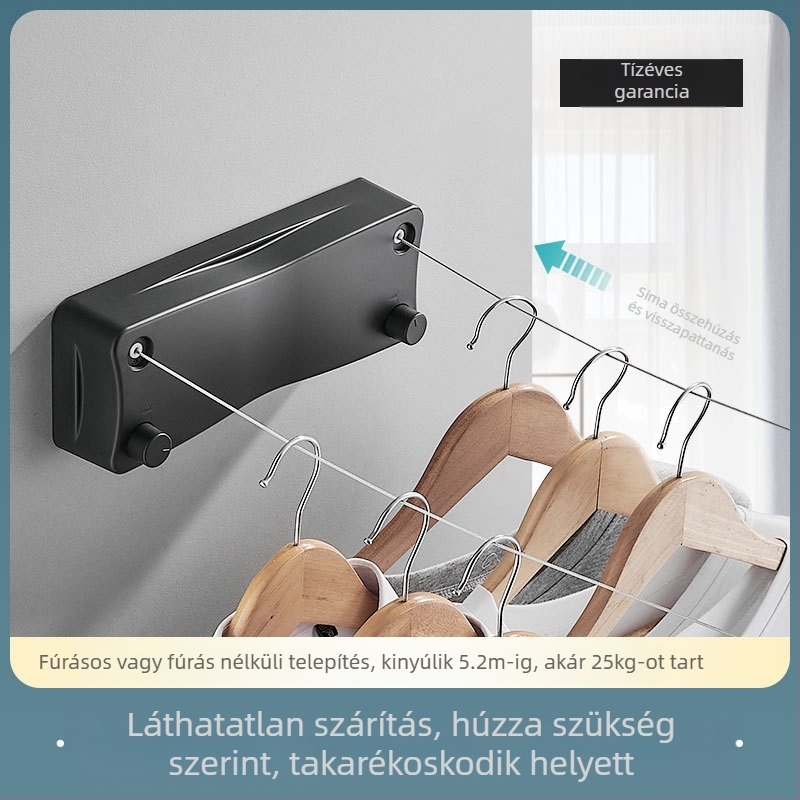 Modern egyszerű stílusú láthatatlan ruhaszárító kollégiumi lyukmentes telepítés ABS anyagból behúzható ruhaszárító kötél