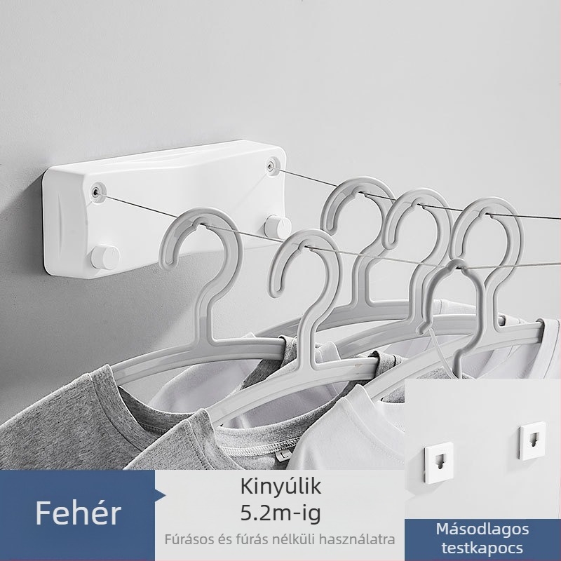 Modern egyszerű stílusú láthatatlan ruhaszárító kollégiumi lyukmentes telepítés ABS anyagból behúzható ruhaszárító kötél