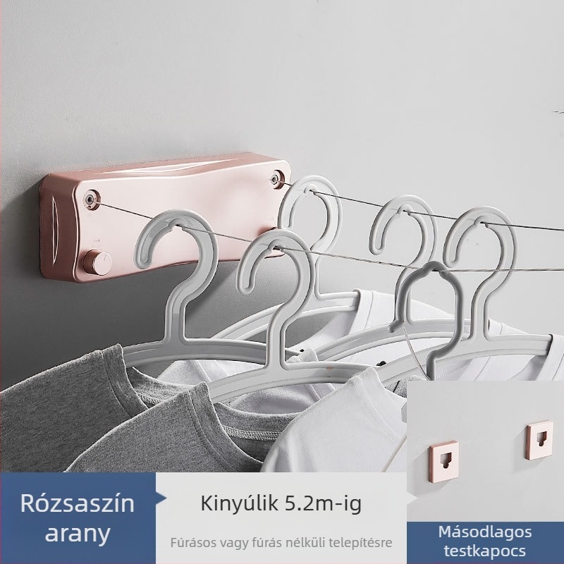 Modern egyszerű stílusú láthatatlan ruhaszárító kollégiumi lyukmentes telepítés ABS anyagból behúzható ruhaszárító kötél