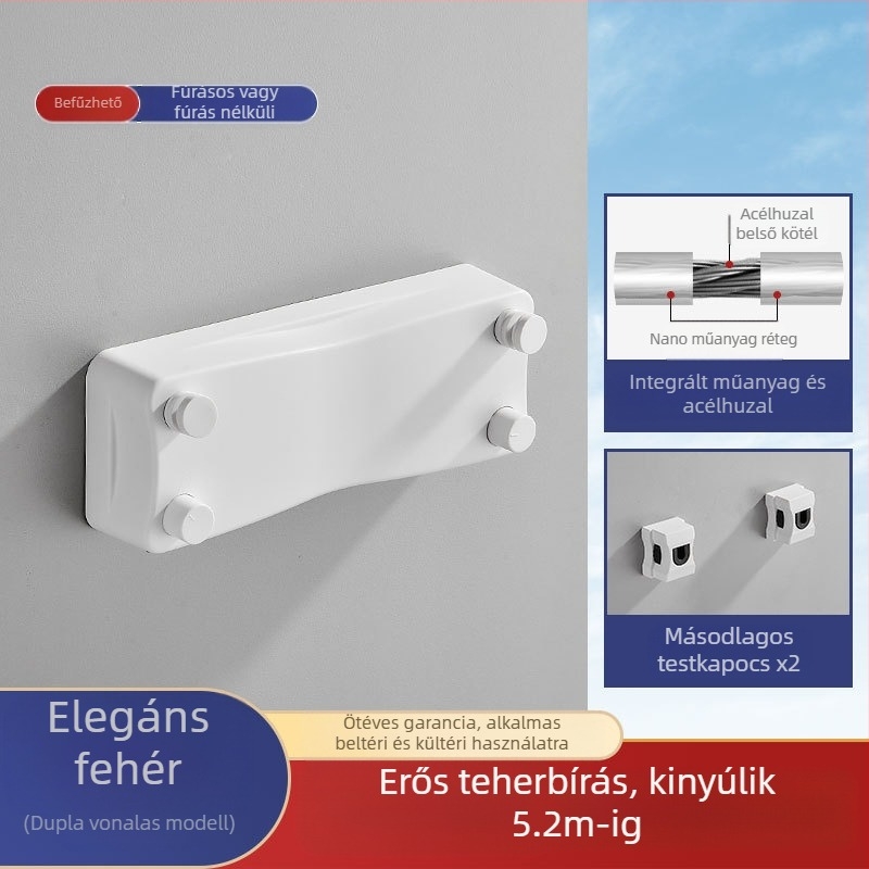 Modern egyszerű stílusú láthatatlan ruhaszárító kollégiumi lyukmentes telepítés ABS anyagból behúzható ruhaszárító kötél