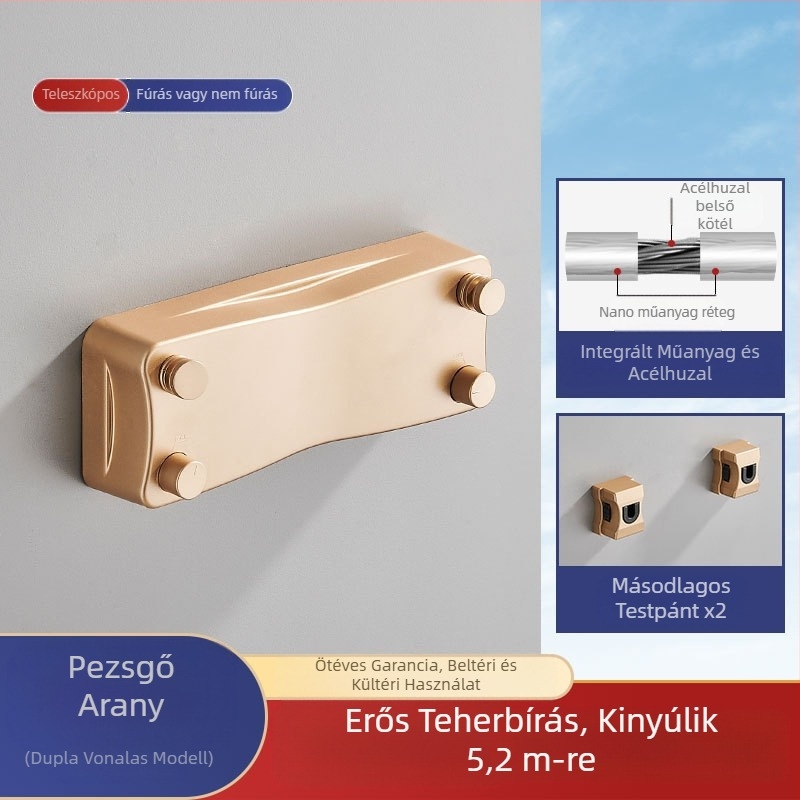 Modern egyszerű stílusú láthatatlan ruhaszárító kollégiumi lyukmentes telepítés ABS anyagból behúzható ruhaszárító kötél
