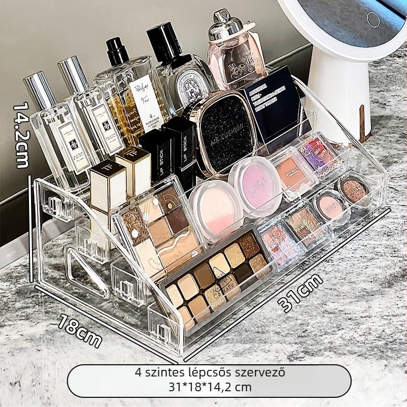 Akril szemhéjfesték tálca tárolódoboz asztali fésülködőasztal smink kozmetikumok polc rúzs parfüm bőrápolási polc