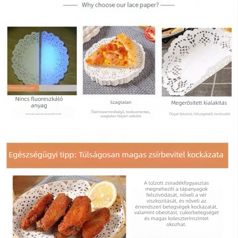 Olajfelszívó papír, virágalappapír, kerek virágpapír, sütőpapír, konyhai virágpárna, pizzapapír, csipkepapír, párnapapír nagykereskedelem