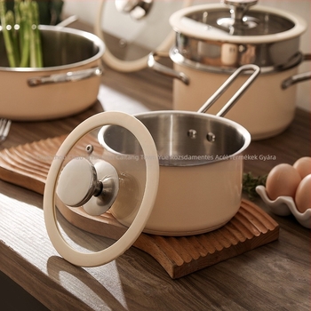 304 rozsdamentes acél edénykészlet kerámia festék szilikon üvegfedővel leveses edény összetett aljú tejesedény gőzölő koreai tenger gyümölcsei edény forró edény
