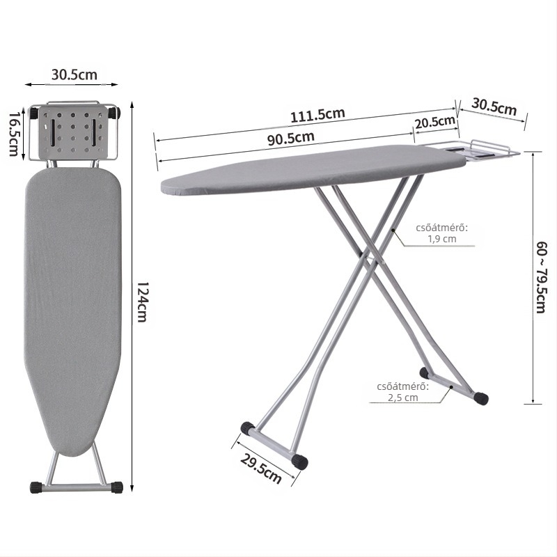 Háztartási vasalódeszka Nagy kis méretű összecsukható vasalódeszka készlet Szállodai vasalódeszka-tartó Vasalódeszka Vasalóasztal