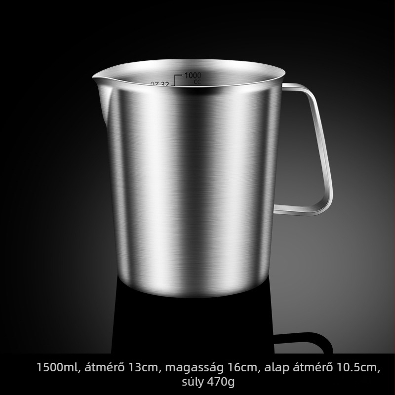 304 rozsdamentes acél mérőpohár skálával, nagy kapacitású sütőtejes teázó speciális kereskedelmi konyhai mérőpohár, virág alakú pohár