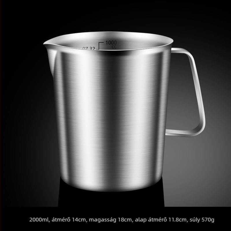 304 rozsdamentes acél mérőpohár skálával, nagy kapacitású sütőtejes teázó speciális kereskedelmi konyhai mérőpohár, virág alakú pohár