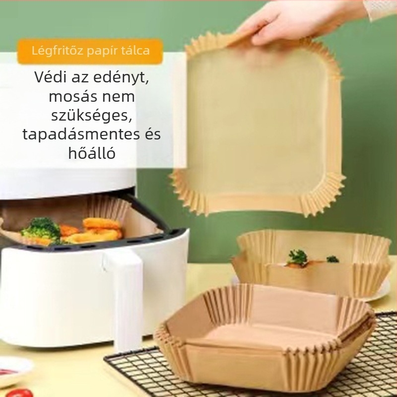 Gyári értékesítésű négyzet alakú légkeveréses sütő speciális papír szilikonolaj papír olajelnyelő papír süteménytálca eldobható grill sütőpapír