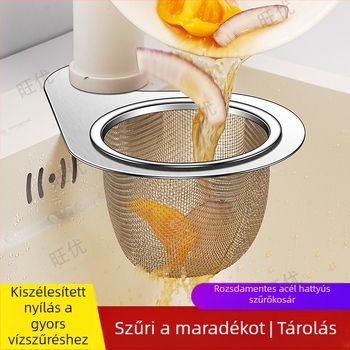 Konyhai mosogató speciális hattyú lefolyókosár rozsdamentes acél lefolyótartó nedves és száraz elválasztó szűrőkosár