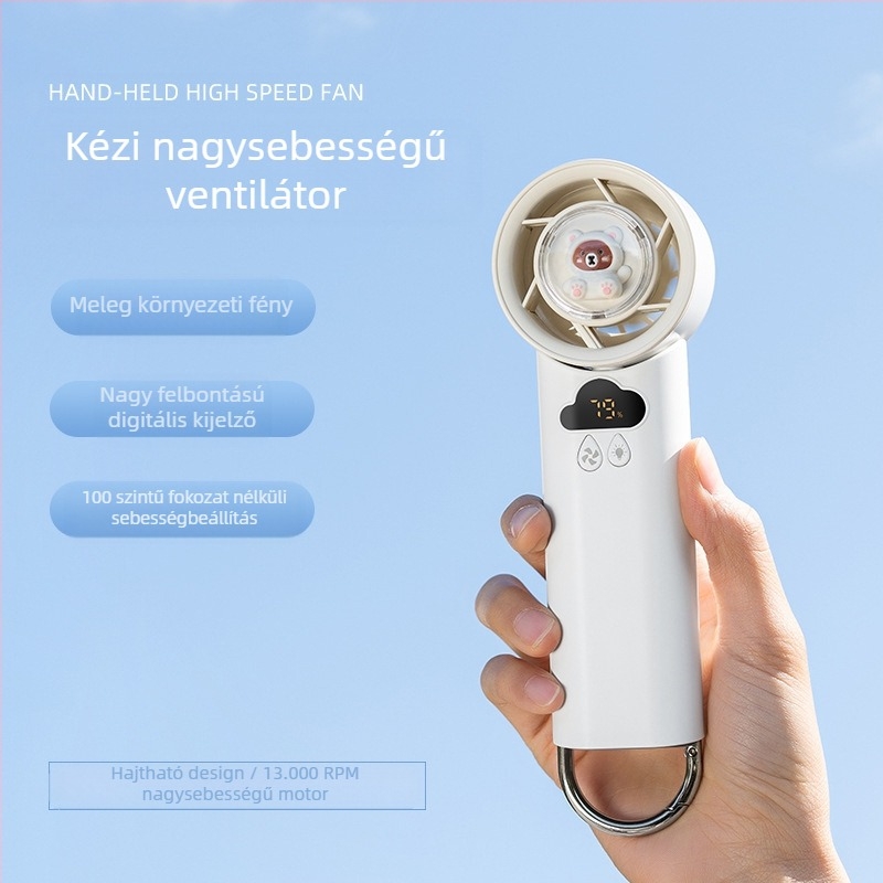 2025 új, nagy sebességű, hideg kompresszoros kézi ventilátor kültéri, hosszú élettartamú, karabineres, hordozható, újratölthető kis ventilátor