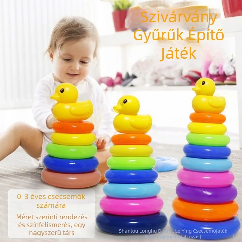 Baba Oktatási Intelligencia Szivárvány Torony Gyűrű Jenga Korai Oktatás 0-1-2 Éves Csecsemő Tumbler Játék