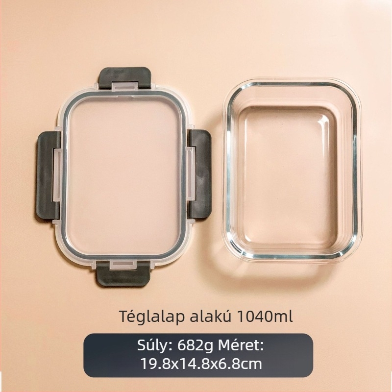Határokon átnyúló üveg ebéddoboz mikrohullámú sütőhöz, mosogatógéphez, irodai dolgozókhoz, rizzsel frissen tartó tál hűtőszekrényben