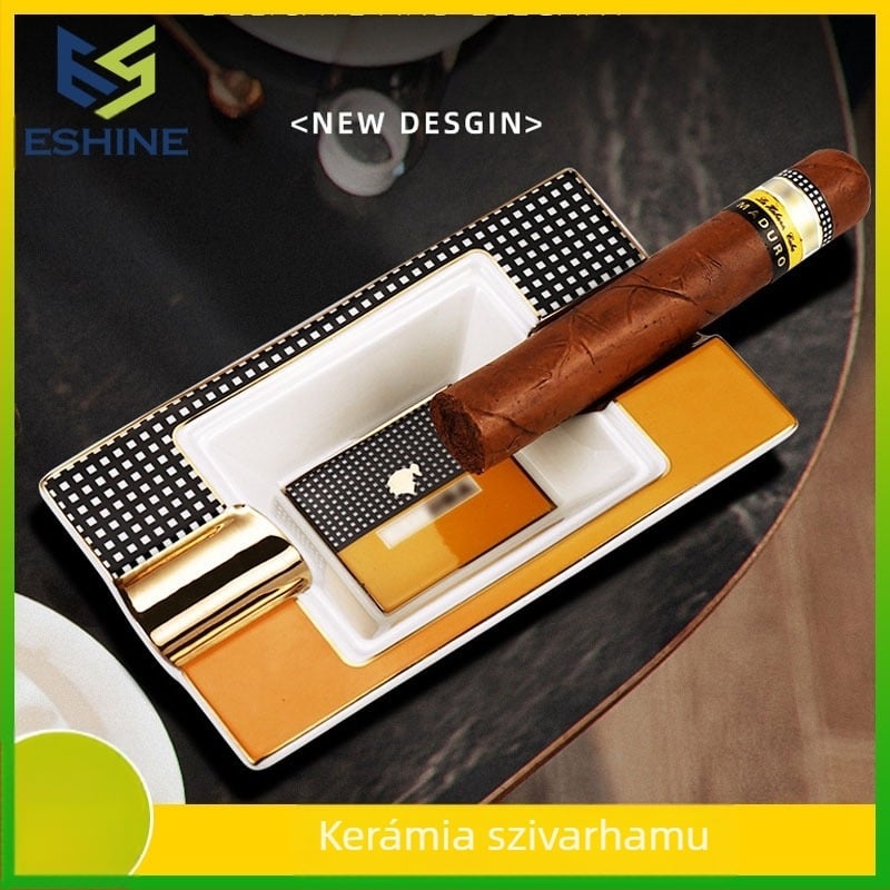 Könnyű, luxus szivaros hamutartó, dupla nyílással, finomcsontból készült, téglalap alakú, kerámia szivartartó, klubdíszek