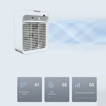 Mini léghűtő, kis elektromos ventilátor, légkondicionáló ventilátor, hűtés, párásítás, diákszálló iroda, USB töltő, kis ventilátor