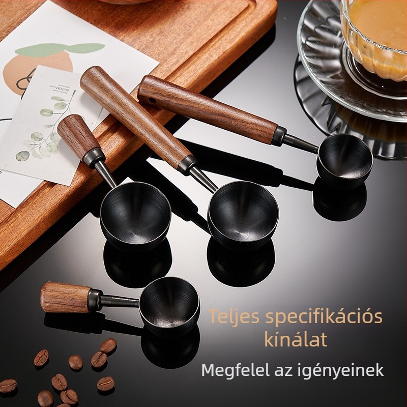 Diófa nyelű kávéskanál, hosszú nyelű, rövid nyelű kávémérőkanál, 304 rozsdamentes acél, kávébab speciális kanál, 1530 ml