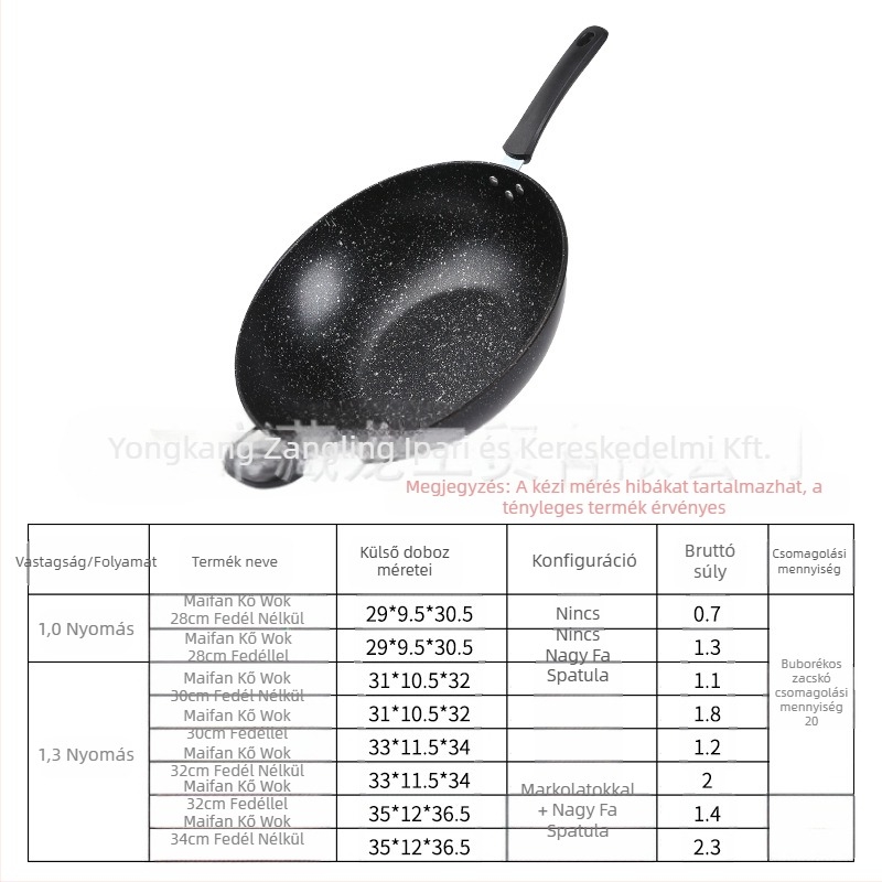 Maifan kőből készült tapadásmentes serpenyő indukciós tűzhely gáztűzhely univerzális főzőfüstmentes lapos aljú háztartási vasserpenyő nagykereskedelem