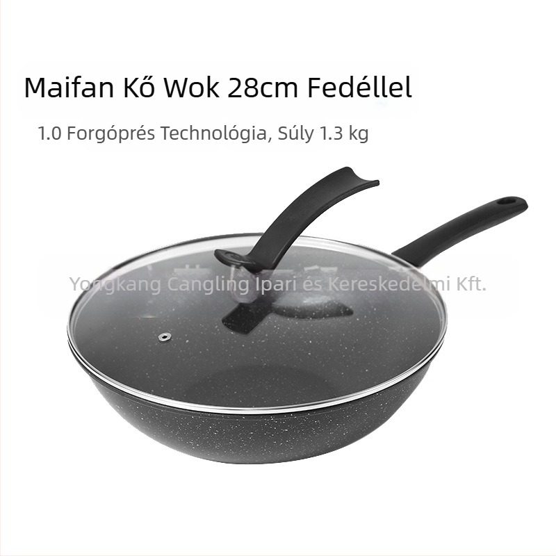 Maifan kőből készült tapadásmentes serpenyő indukciós tűzhely gáztűzhely univerzális főzőfüstmentes lapos aljú háztartási vasserpenyő nagykereskedelem