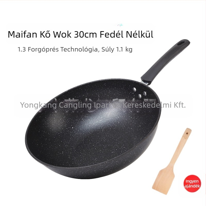 Maifan kőből készült tapadásmentes serpenyő indukciós tűzhely gáztűzhely univerzális főzőfüstmentes lapos aljú háztartási vasserpenyő nagykereskedelem