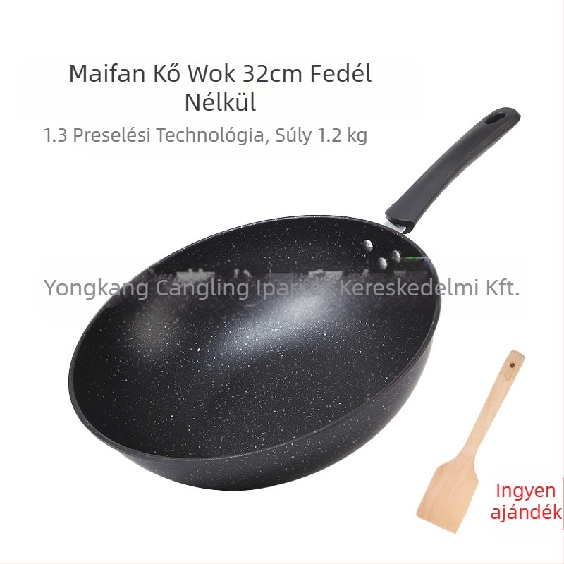 Maifan kőből készült tapadásmentes serpenyő indukciós tűzhely gáztűzhely univerzális főzőfüstmentes lapos aljú háztartási vasserpenyő nagykereskedelem