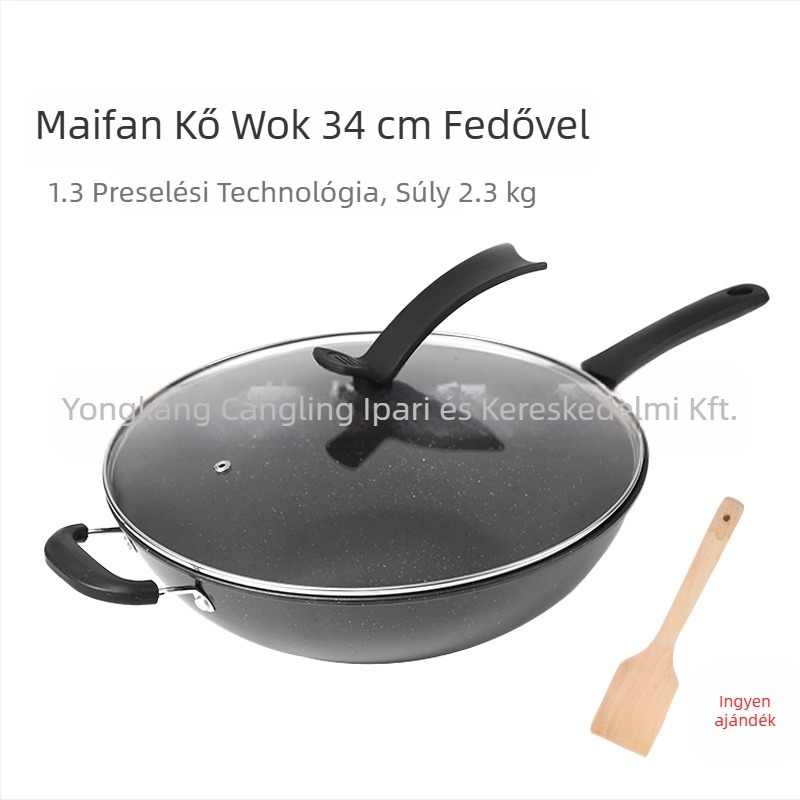 Maifan kőből készült tapadásmentes serpenyő indukciós tűzhely gáztűzhely univerzális főzőfüstmentes lapos aljú háztartási vasserpenyő nagykereskedelem