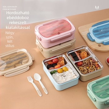 304 rozsdamentes acélból készült szigetelt bento ebéddoboz diákoknak, hordozható, lezárt, rácsos, bento dobozos ebéddoboz logóval