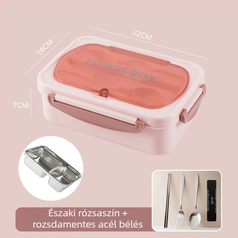 304 rozsdamentes acélból készült szigetelt bento ebéddoboz diákoknak, hordozható, lezárt, rácsos, bento dobozos ebéddoboz logóval