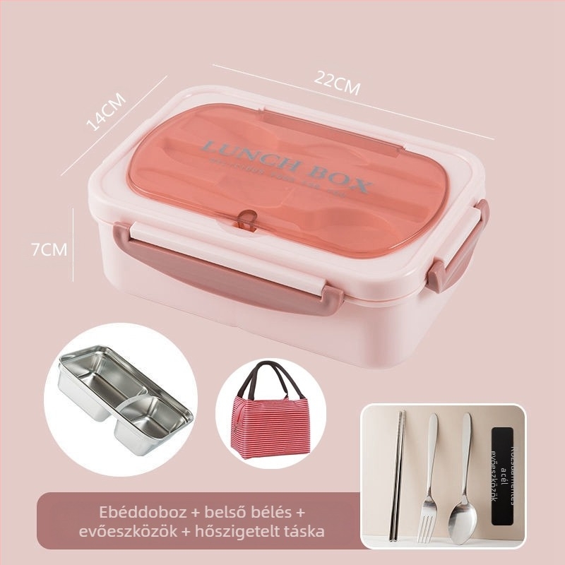 304 rozsdamentes acélból készült szigetelt bento ebéddoboz diákoknak, hordozható, lezárt, rácsos, bento dobozos ebéddoboz logóval