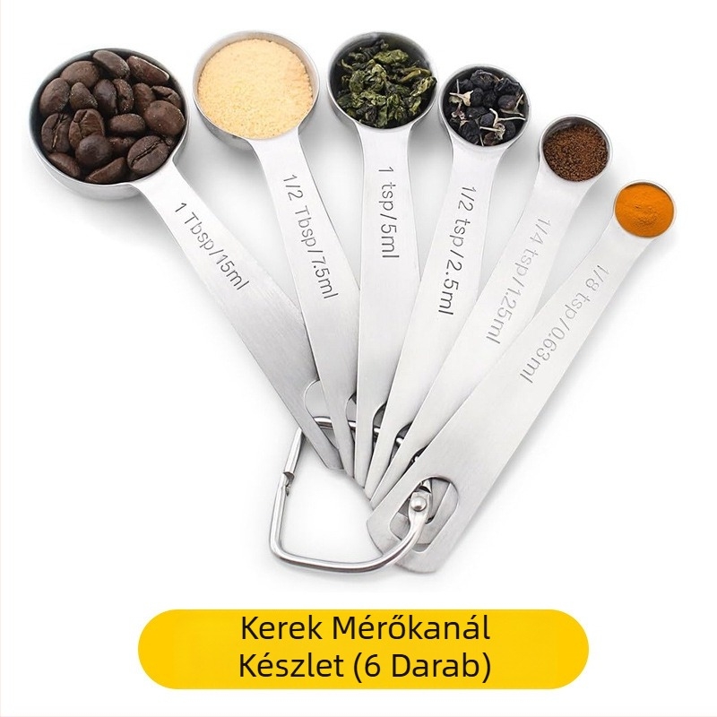 Amazon rozsdamentes acél mérőpohár 7 darabos készlet vezető fúvókával, főzőkanál mérleggel, mérőkanál pohár