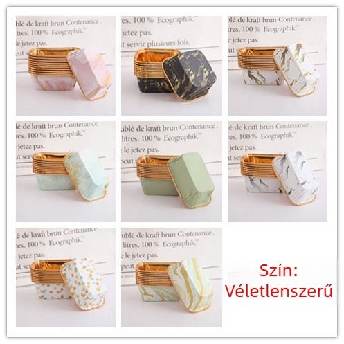 50 db-os vastagított arany és ezüst tortaformák, tekercses szájú, hosszú, négyzet alakú, nagy torta, magas hőmérsékletű sütőformák