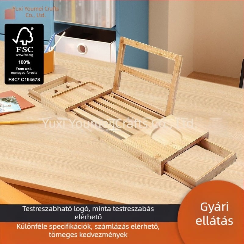 Határon átnyúló bambusz belső teleszkópos kádtartó fiókos fürdőszobai tárolóállvánnyal, fürdőszobai lapos konzolos kádtároló lap