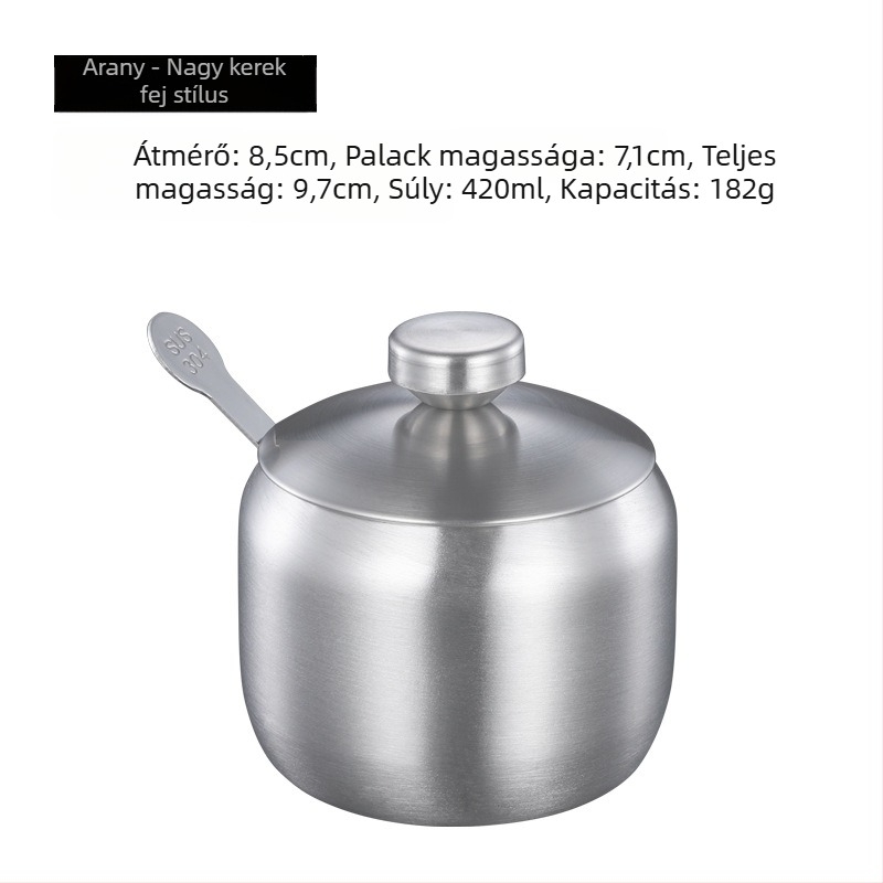 Fűszertartály konyhai háztartási 304 rozsdamentes acél fűszertartály egyetlen kereskedelmi éttermi chiliolaj tartály sótartály fűszerdoboz