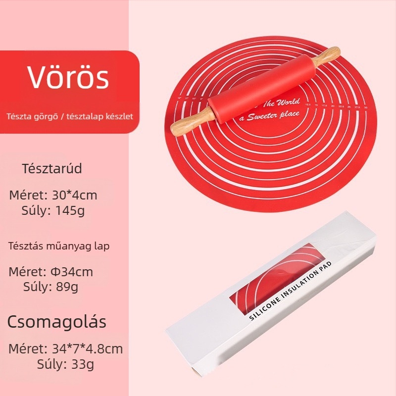 Főzés, sütés, szilikon sodrófa, közepes dagasztó sodrófa, sütőruha, sodrófa dagasztópárna, sütés, főzéshez, főzéshez