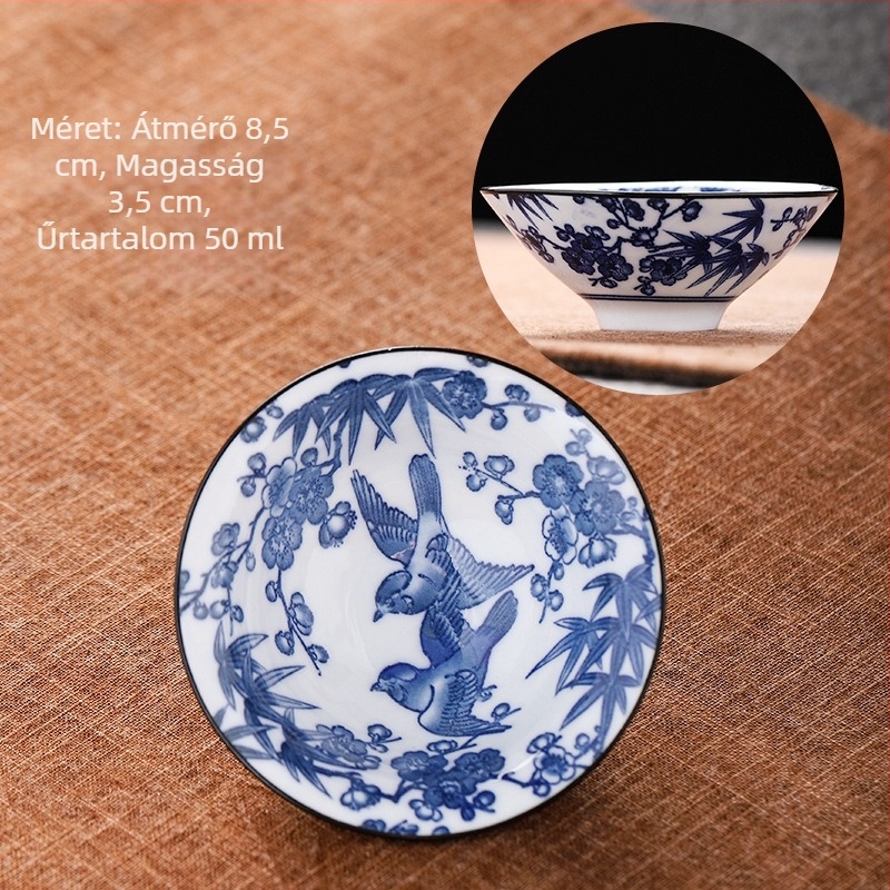 Kék és fehér porcelán teáscsésze kerámia kung fu kis teáscsésze egyetlen csésze mester csésze teáskészlet teáscsésze öltöny teáscsésze teáscsésze