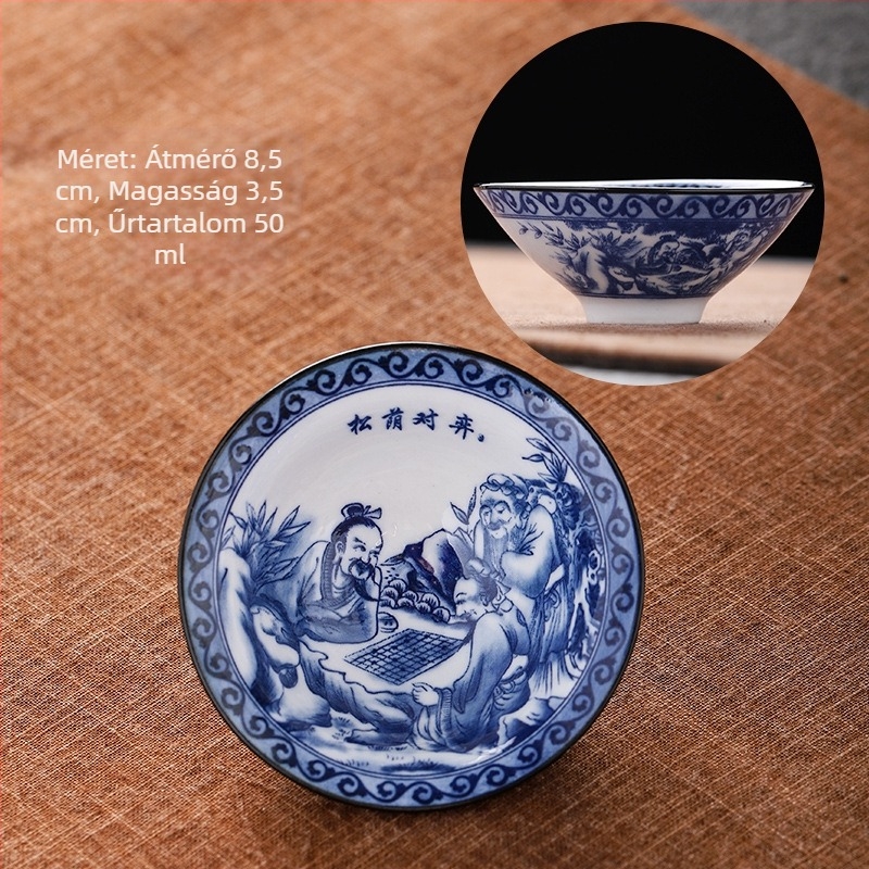 Kék és fehér porcelán teáscsésze kerámia kung fu kis teáscsésze egyetlen csésze mester csésze teáskészlet teáscsésze öltöny teáscsésze teáscsésze