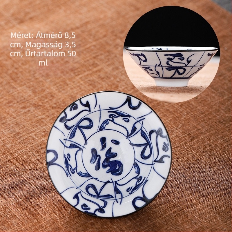 Kék és fehér porcelán teáscsésze kerámia kung fu kis teáscsésze egyetlen csésze mester csésze teáskészlet teáscsésze öltöny teáscsésze teáscsésze