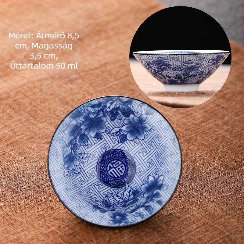 Kék és fehér porcelán teáscsésze kerámia kung fu kis teáscsésze egyetlen csésze mester csésze teáskészlet teáscsésze öltöny teáscsésze teáscsésze
