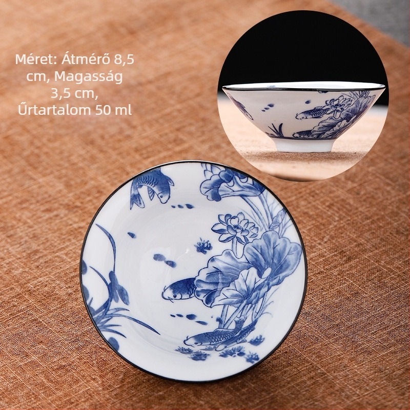 Kék és fehér porcelán teáscsésze kerámia kung fu kis teáscsésze egyetlen csésze mester csésze teáskészlet teáscsésze öltöny teáscsésze teáscsésze
